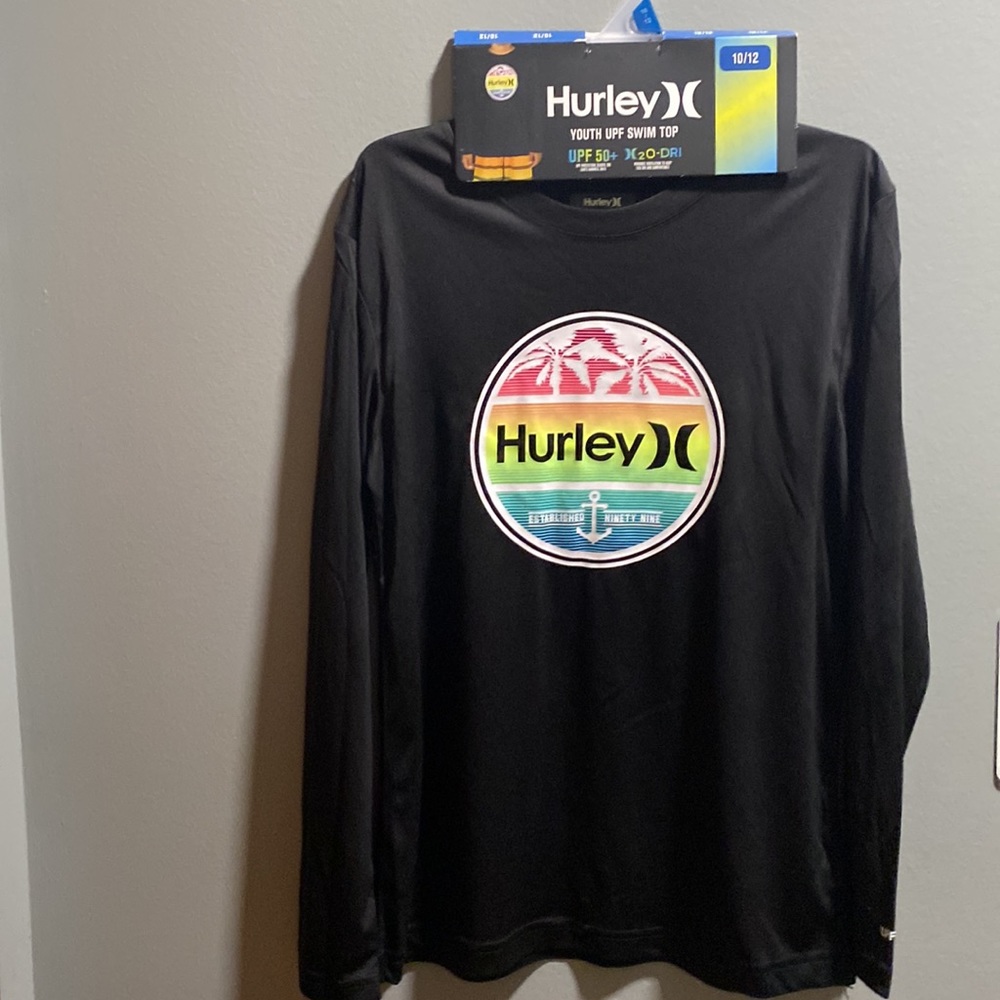 BRAND NEW GIRLS HURLEY UPF SWIM TOP SIZE 10/12! NWT. SMOKE FREE HOME! - Picture 2 of 7
